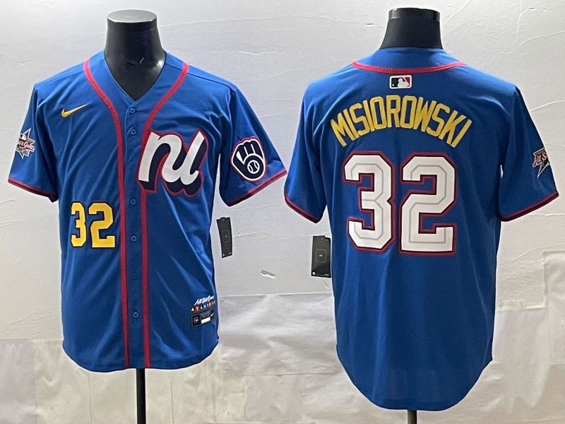 Men 2025 Milwaukee Brewers #32 Misiorowski Blue All star Nike MLB Jersey style 05->milwaukee brewers->MLB Jersey